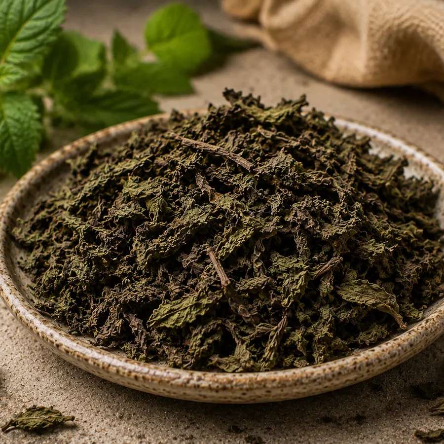 Patchouli leaves in a bowl